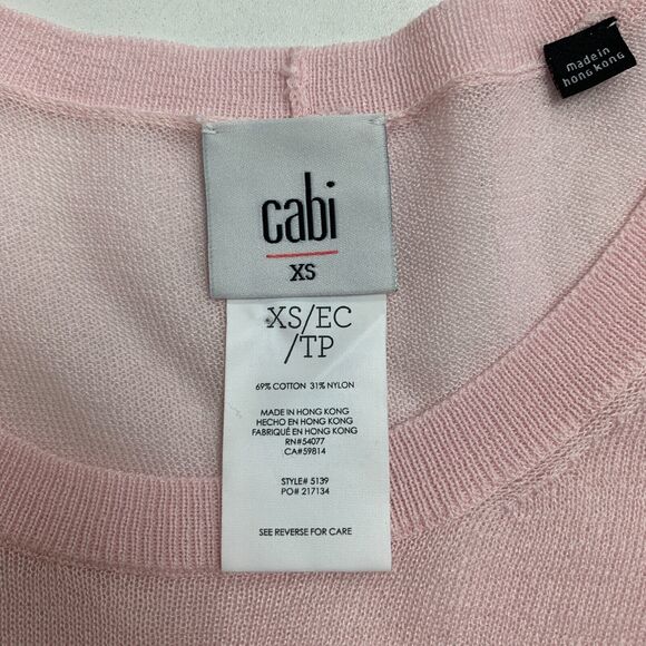 Cabi Gossamer Pullover Sweater Women XS Pink Mesh Boat Neck Drop Shoulder Sleeve - Picture 7 of 10
